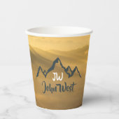 Gold sunrise personalizable mountains monogram papieren bekers (Voorkant)