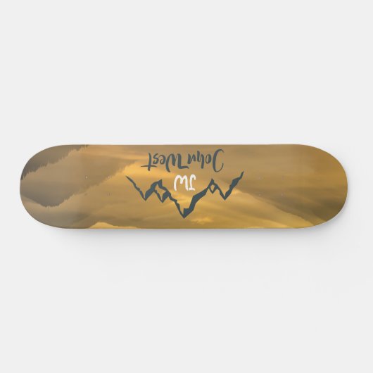 Gold sunrise personalizable mountains monogram persoonlijk skateboard (Horizontaal)