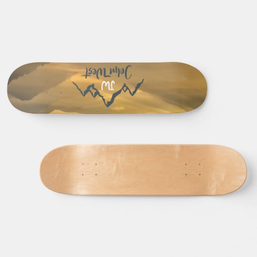 Gold sunrise personalizable mountains monogram persoonlijk skateboard (Horizontaal)