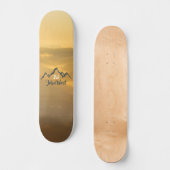 Gold sunrise personalizable mountains monogram persoonlijk skateboard (Voorkant)
