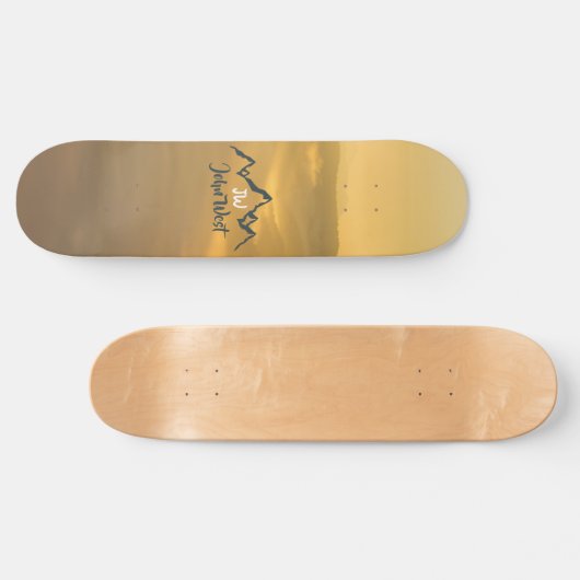 Gold sunrise personalizable mountains monogram persoonlijk skateboard (Horizontaal)