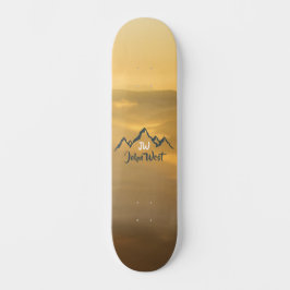 Gold sunrise personalizable mountains monogram persoonlijk skateboard