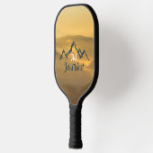 Gold sunrise personalizable mountains monogram pickleball paddle (Links)