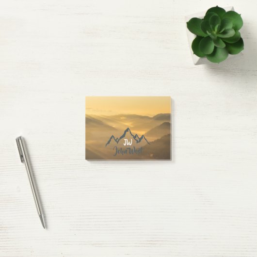 Gold sunrise personalizable mountains monogram post-it® notes (Kantoor)