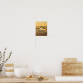 Gold sunrise personalizable mountains monogram poster (Keuken)