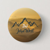 Gold sunrise personalizable mountains monogram ronde button 5,7 cm (Voorkant)