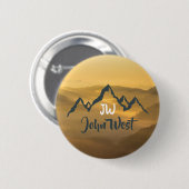 Gold sunrise personalizable mountains monogram ronde button 5,7 cm (Voorkant /achterkant)