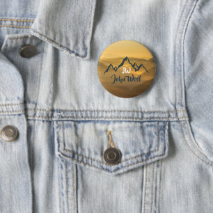 Gold sunrise personalizable mountains monogram ronde button 5,7 cm