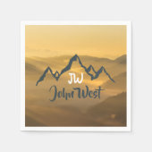 Gold sunrise personalizable mountains monogram servet (Voorkant)