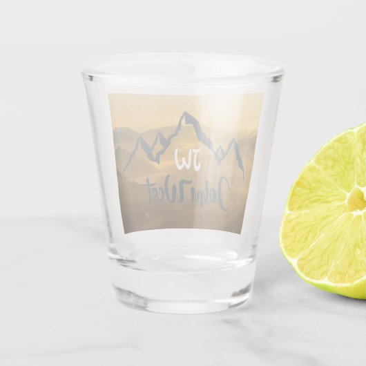 Gold sunrise personalizable mountains monogram shot glas (Achterkant)