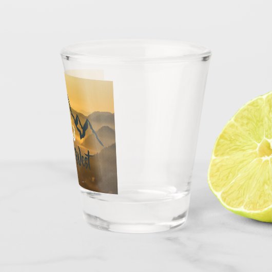 Gold sunrise personalizable mountains monogram shot glas (Rechts)
