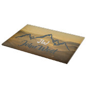 Gold sunrise personalizable mountains monogram snijplank (Hoek)