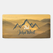 Gold sunrise personalizable mountains monogram spandoek (Horizontaal)