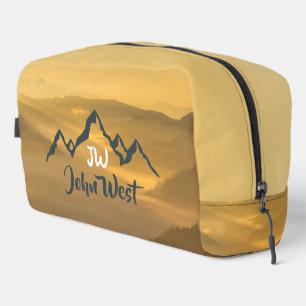 Gold sunrise personalizable mountains monogram toilettasje