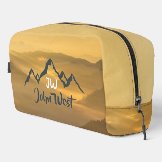 Gold sunrise personalizable mountains monogram toilettasje (Rechterhoek)