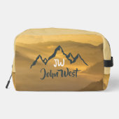 Gold sunrise personalizable mountains monogram toilettasje (Achterkant)
