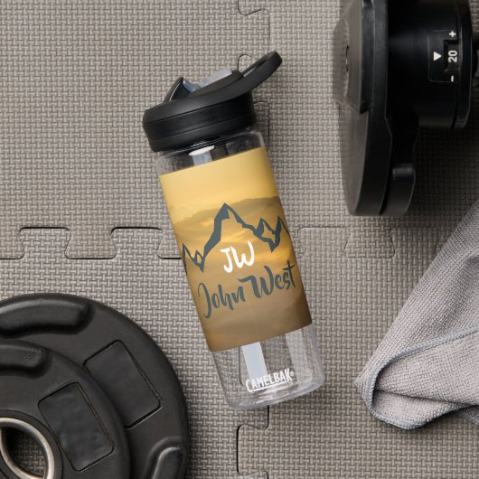Gold sunrise personalizable mountains monogram waterfles (Gym)