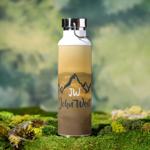 Gold sunrise personalizable mountains monogram waterfles