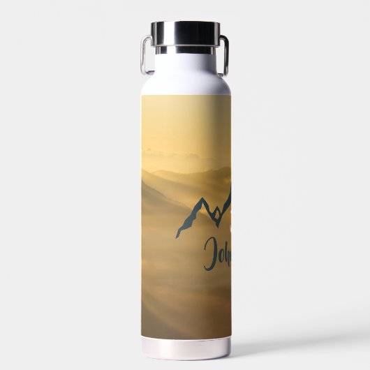 Gold sunrise personalizable mountains monogram waterfles (Voorkant)