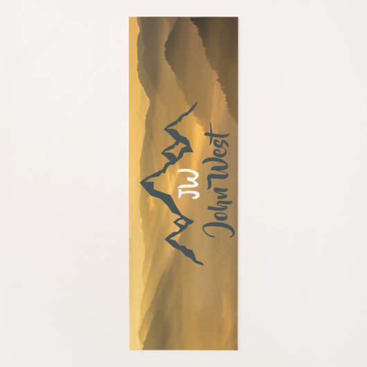 Gold sunrise personalizable mountains monogram yogamat (Voorkant)