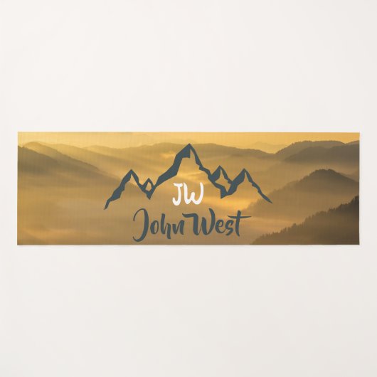 Gold sunrise personalizable mountains monogram yogamat (Voorkant (horizontaal))
