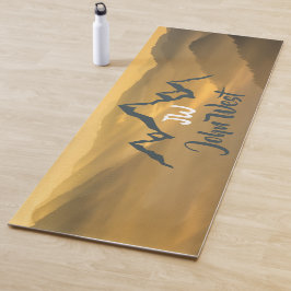 Gold sunrise personalizable mountains monogram yogamat