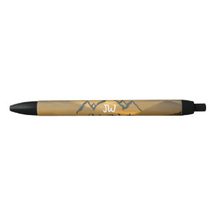 Gold sunrise personalizable mountains monogram zwarte inkt pen