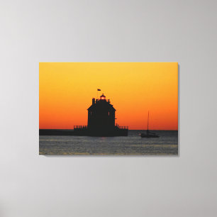 Gold Sunset Lighthouse Canvas afdrukken