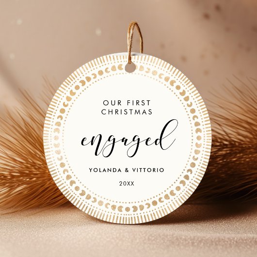 Gold sunst Elegant Onze eerste kerst Keramisch Ornament