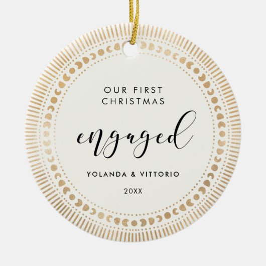 Gold sunst Elegant Onze eerste kerst Keramisch Ornament (Voorkant)