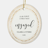 Gold sunst Elegant Onze eerste kerst Keramisch Ornament (Links)