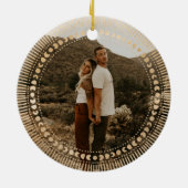 Gold sunst Elegant Onze eerste kerst Keramisch Ornament (Achterkant)