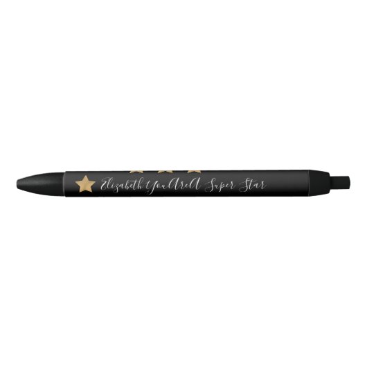 Gold Super Star-monogram Inspirerend congraties Zwarte Inkt Pen (Voorkant)