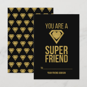 Gold Superheld Friend Classroom Valentijn Card Kaart