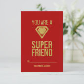 Gold Superheld Friend Classroom Valentijn Card Red Kaart (Staand voorkant)