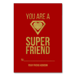 Gold Superheld Friend Classroom Valentijn Card Red Kaart