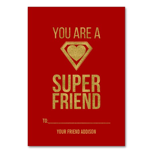 Gold Superheld Friend Classroom Valentijn Card Red Kaart (Voorkant)