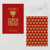 Gold Superheld Friend Classroom Valentijn Card Red Notitiekaartje (Voorkant / Achterkant)
