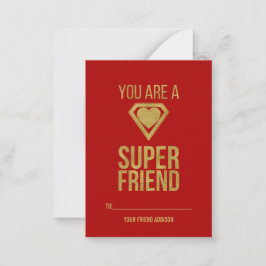 Gold Superheld Friend Classroom Valentijn Card Red Notitiekaartje