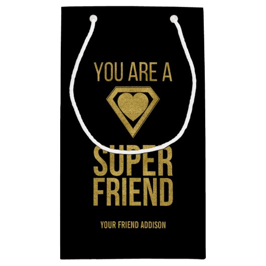 Gold Superheld Friend Valentijn Gift Bag Klein Cadeauzakje (Achterkant)