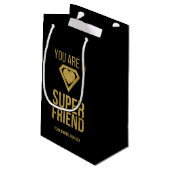 Gold Superheld Friend Valentijn Gift Bag Klein Cadeauzakje (Achterkant Gekanteld)