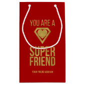 Gold Superheld Friend Valentijn Gift Bag Red Klein Cadeauzakje (Achterkant)