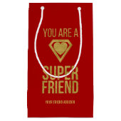 Gold Superheld Friend Valentijn Gift Bag Red Klein Cadeauzakje (Voorkant)