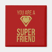 Gold Superheld Friend Valentijn Magnet Red (Voorkant)