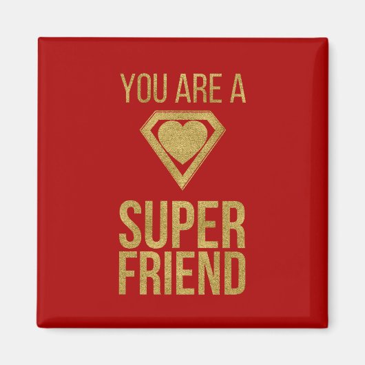 Gold Superheld Friend Valentijn Magnet Red (Voorkant)
