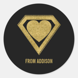 Gold Superheld Friend Valentijn Sticker