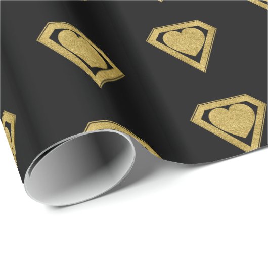 Gold Superheld Friend Valentijn Wrapping Paper Cadeaupapier (Rol Hoek)