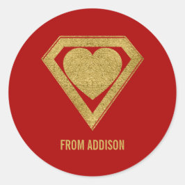Gold Superhero Vriend Valentijn Sticker Rood