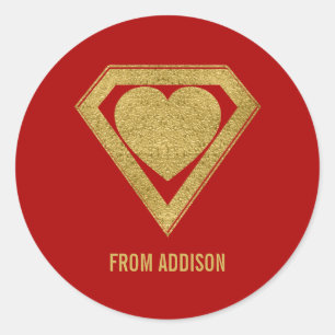 Gold Superhero Vriend Valentijn Sticker Rood