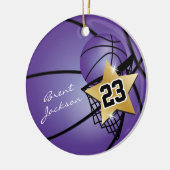 Gold Superstar Basketball | DIY-tekst | PAARS Keramisch Ornament (Links)